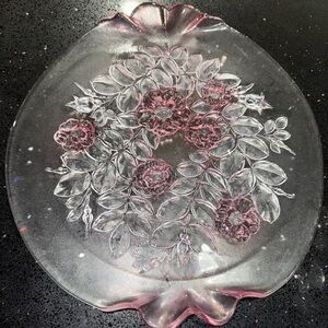 Mikasa Crystal Walther Rosella Pink Rose platter